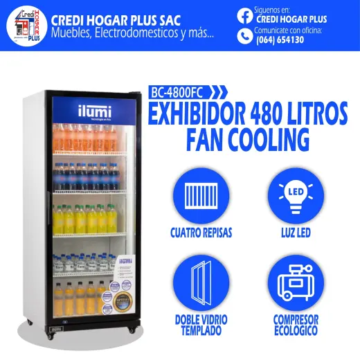 EXHIBIDOR 480 LITROS FAN COOLING ILUMI