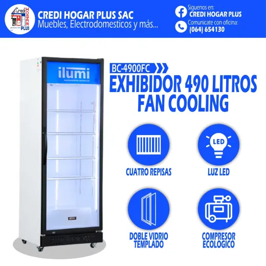 EXHIBIDOR DE 490 LITROS FAN COOLER ILUMI