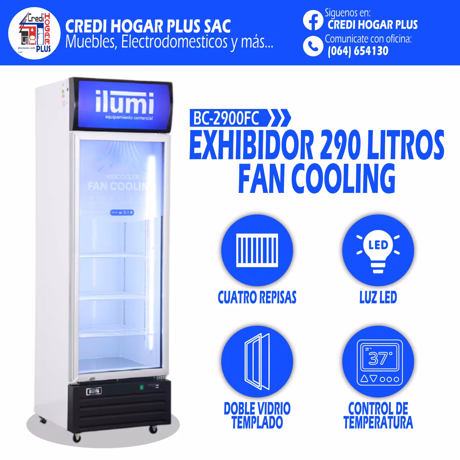 EXHIBIDOR 290 LITROS FAN COOLING ILUMI