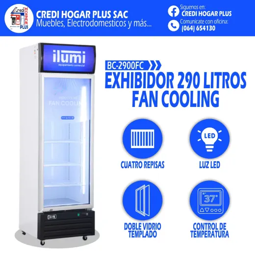 EXHIBIDOR 290 LITROS FAN COOLING ILUMI