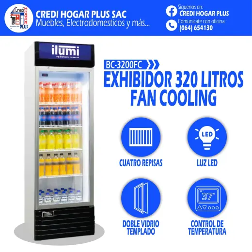 EXHIBIDOR 320 LITROS FAN COOLING ILUMI