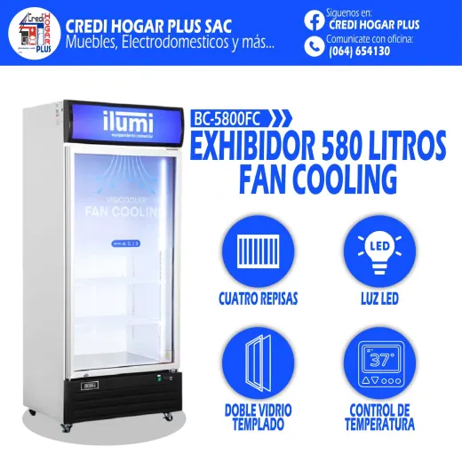 EXHIBIDOR DE 580 LITROS FAN COOLING ILUMI