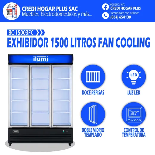 EXHIBIDOR 1500 LITROS FAN COOLING ILUMI
