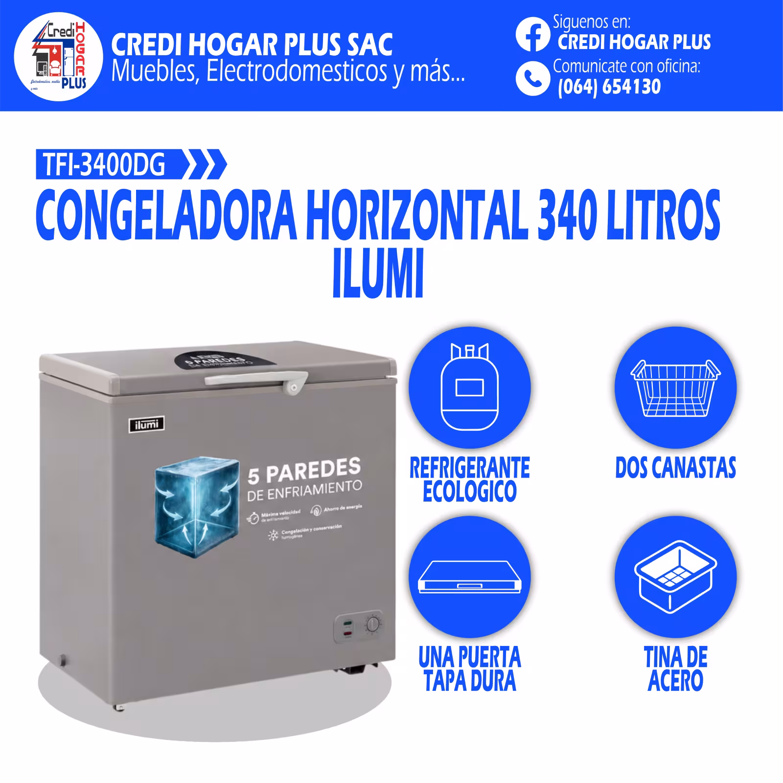 CONGELADORA HORIZONTAL 340 LITROS ILUMI