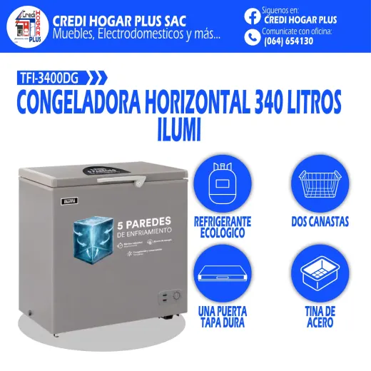 CONGELADORA HORIZONTAL 340 LITROS ILUMI