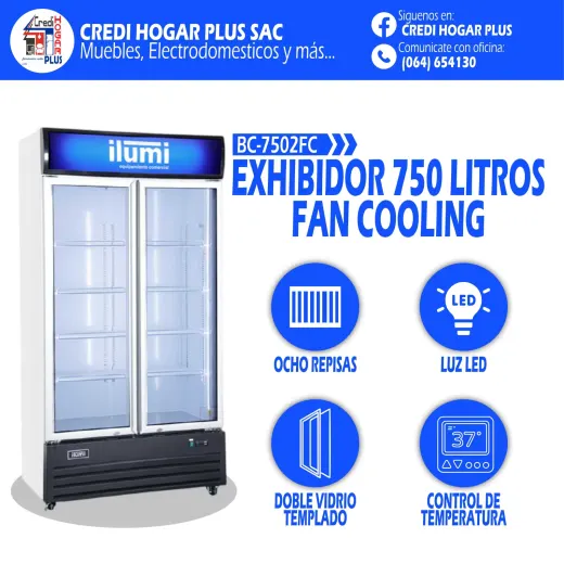EXHIBIDOR DE 750 LITROS FAN COOLING ILUMI
