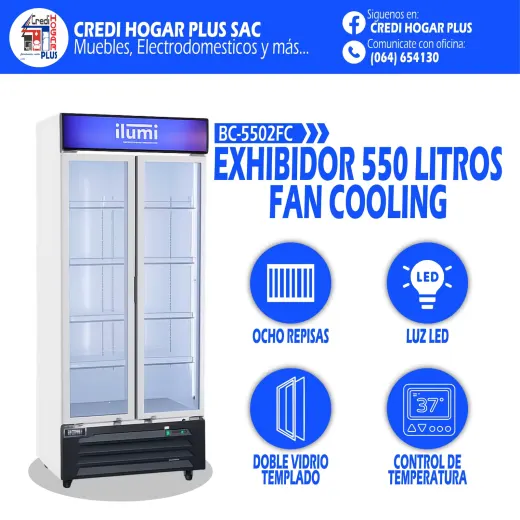 EXHIBIDOR DE 550 LITROS FAN COOLING ILUMI