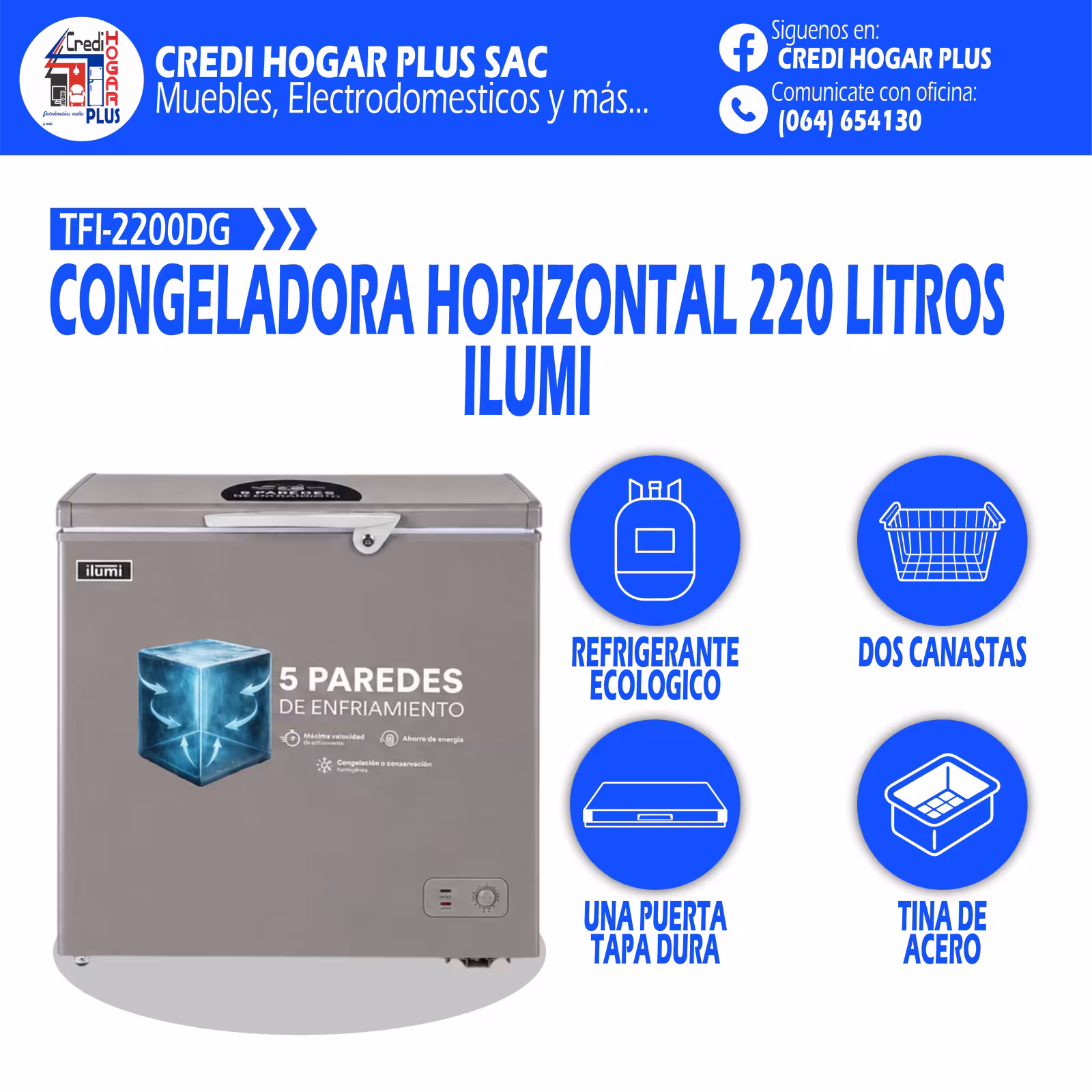 CONGELADORA HORIZONTAL 220 LITROS ILUMI