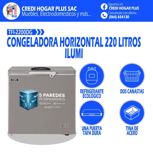 CONGELADORA HORIZONTAL 220 LITROS ILUMI