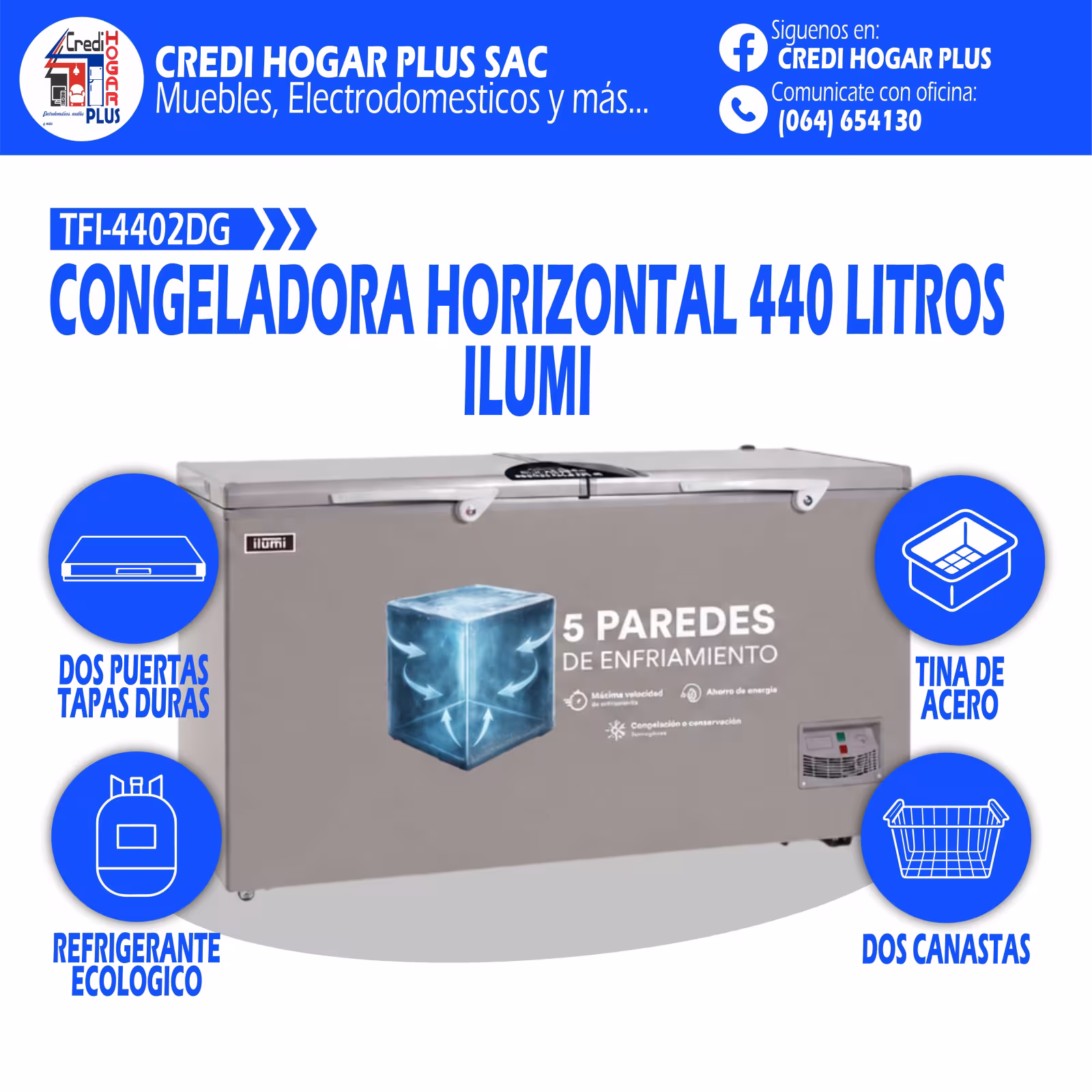 CONGELADORA HORIZONTAL 440 LITROS ILUMI
