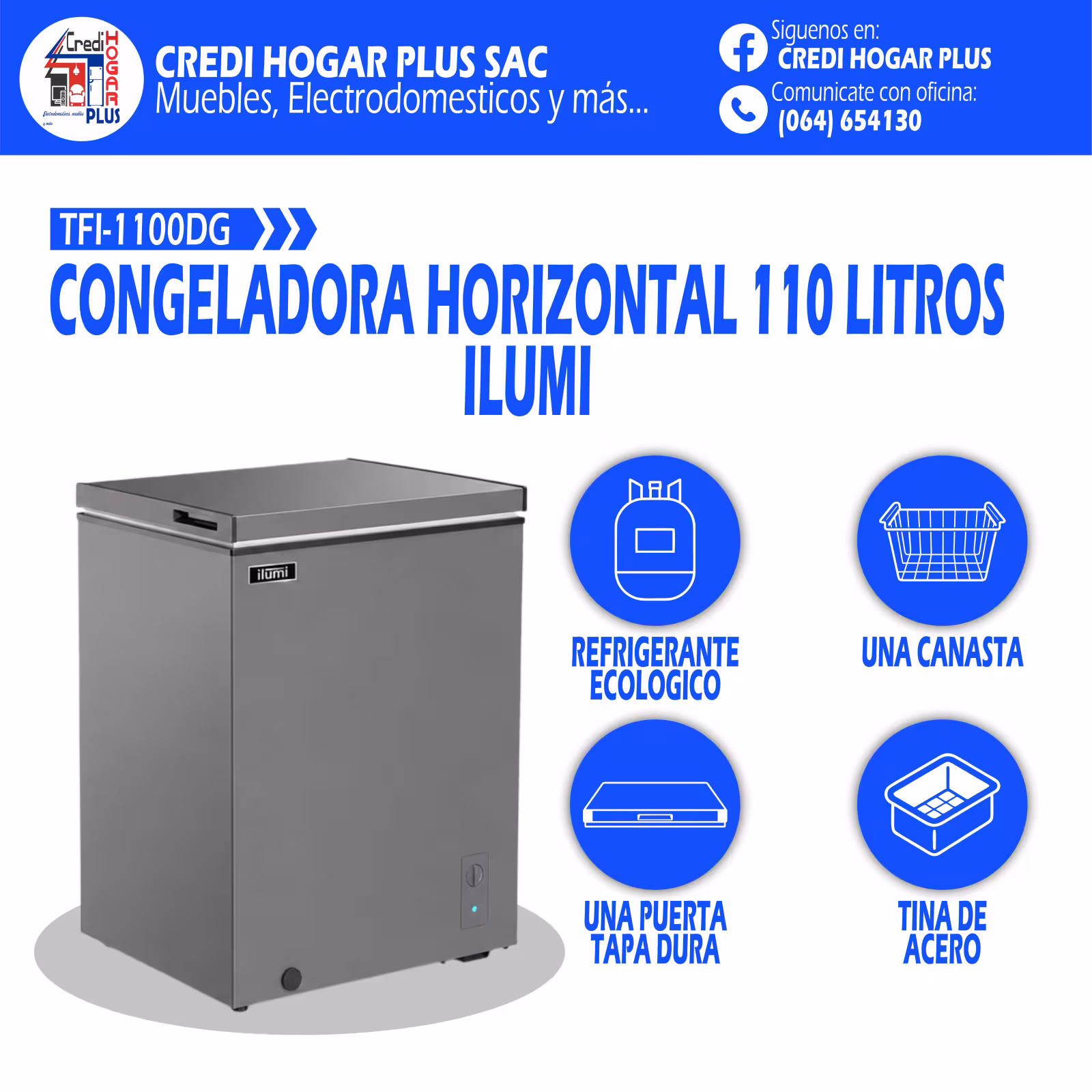 CONGELADORA HORIZONTAL 110 LITROS ILUMI
