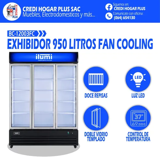 EXHIBIDOR 950 LITROS FAN COOLING ILUMI