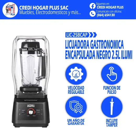 LICUADORA GASTRONOMICA ENCAPSULADA NEGRO 2.5L ILUMI