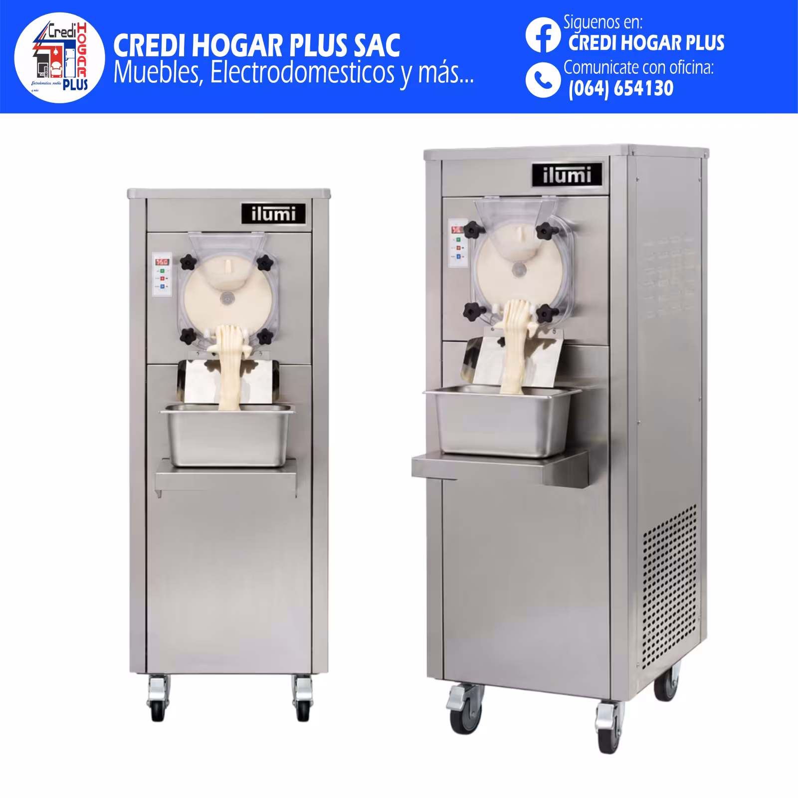 MAQUINA DE HELADOS ARTESANAL 20 LITROS POR HORA ILUMI