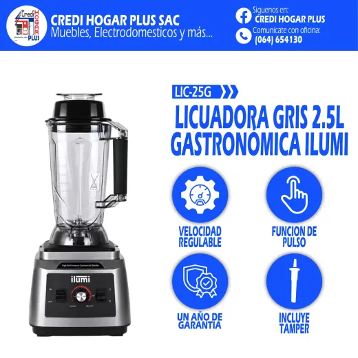 LICUADORA GASTRONOMICA GRIS 2.5 LITROS ILUMI
