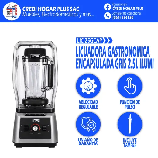 LICUADORA GASTRONOMICA ENCAPSULADA GRIS 2.5L ILUMI
