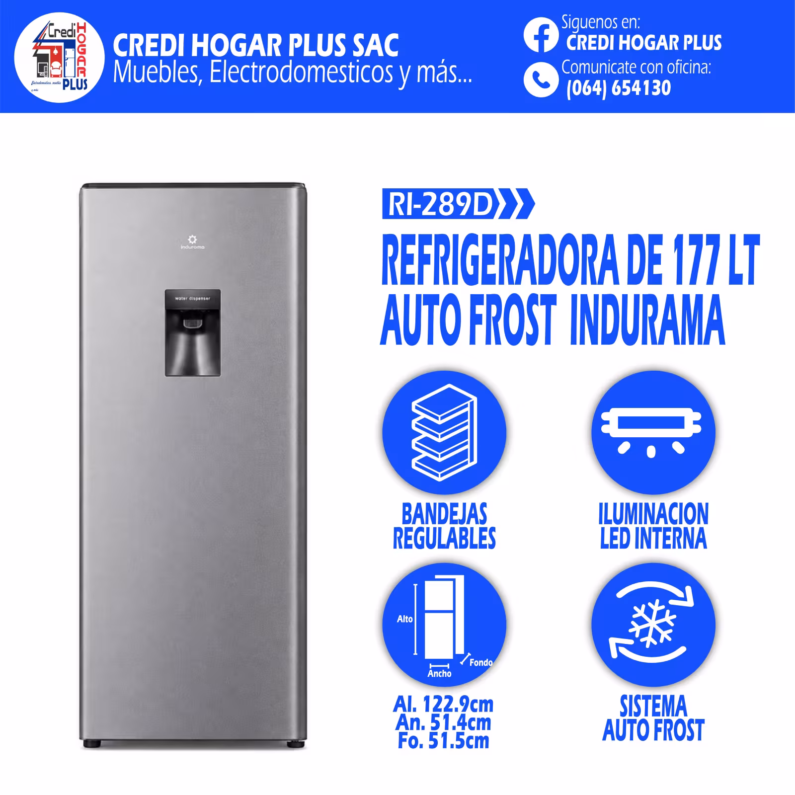 REFRIGERADORA AUTOFROST 177 LITROS INDURAMA