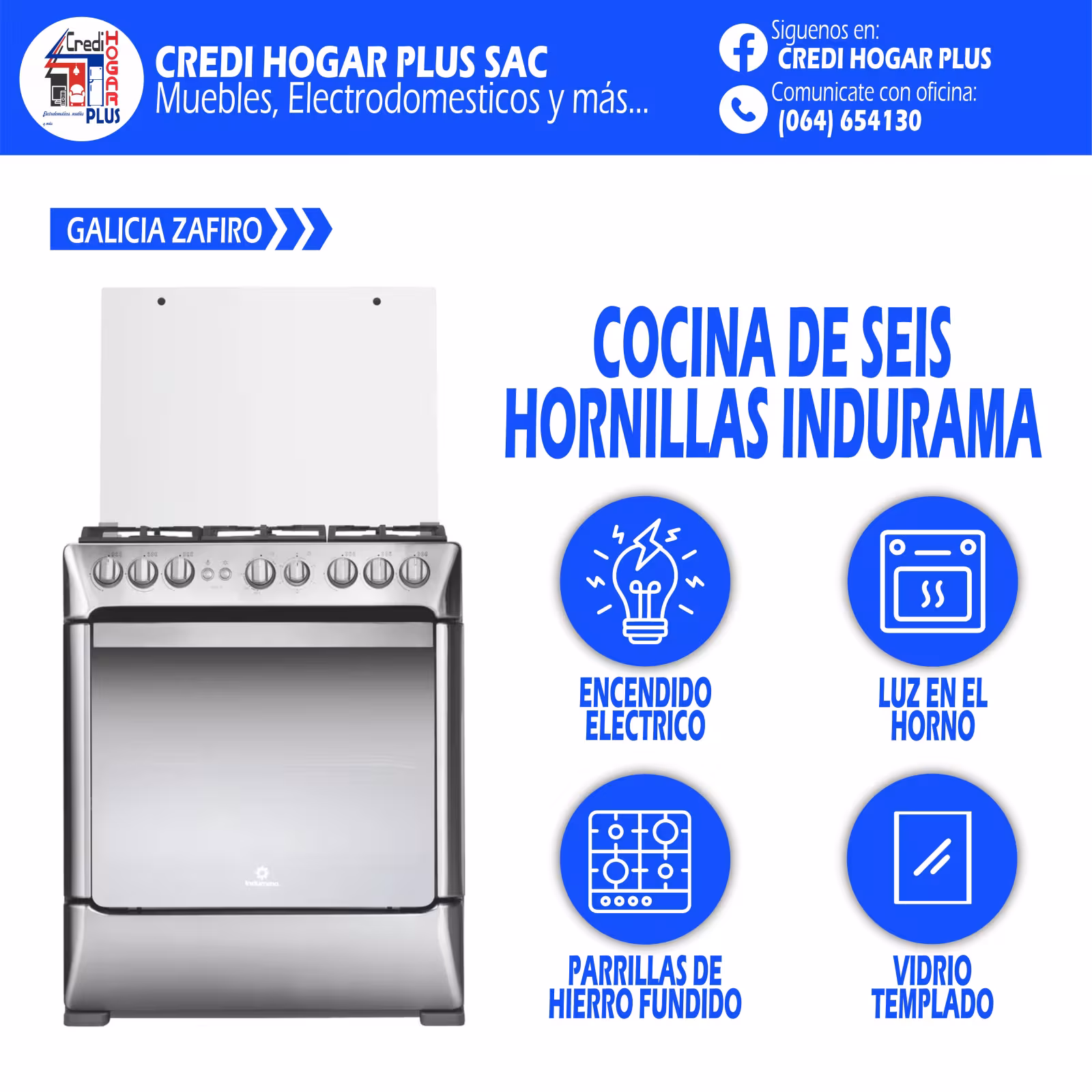 COCINA SEIS HORNILLAS GALICIA INDURAMA