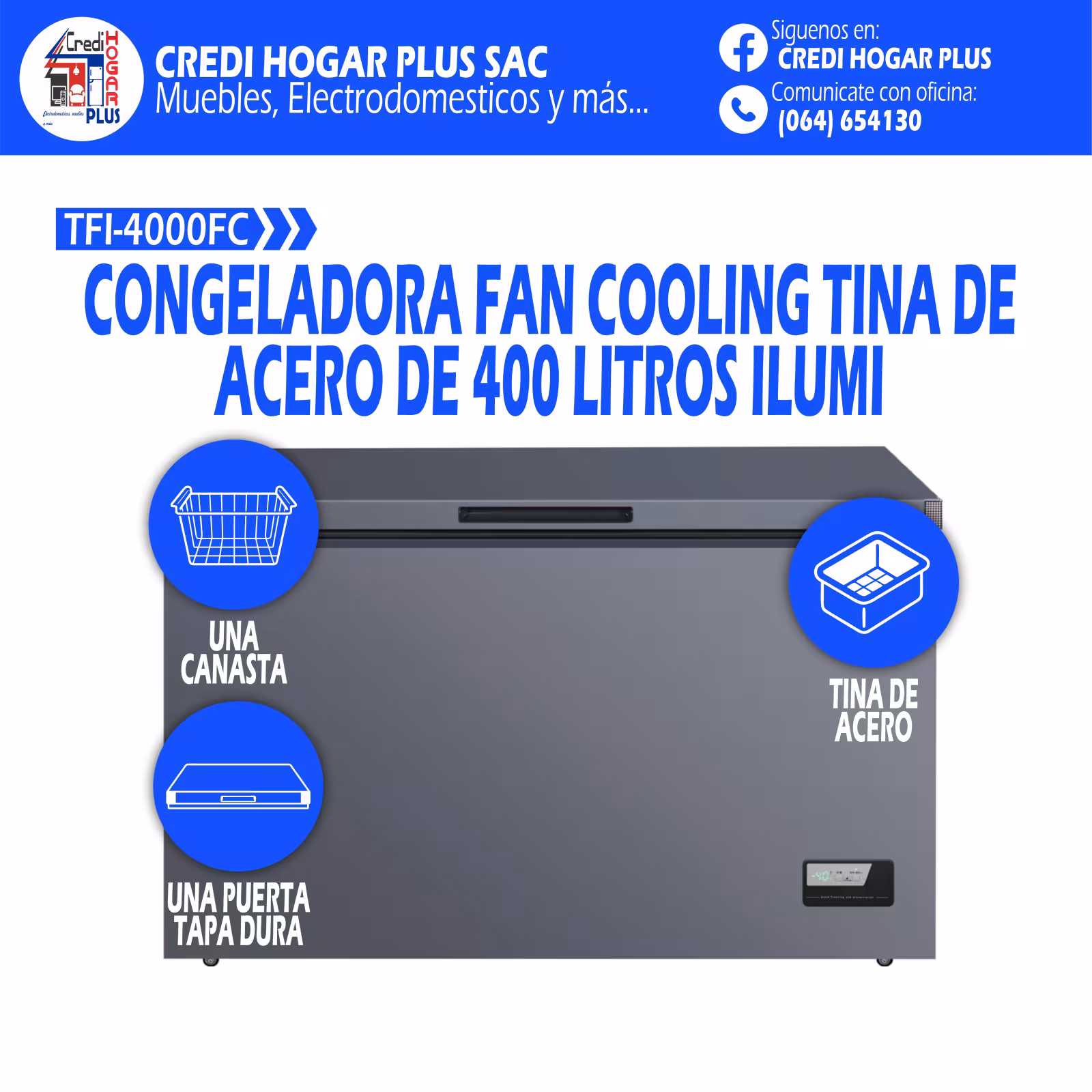 CONGELADORA FAN COOLING 400 LITROS ILUMI