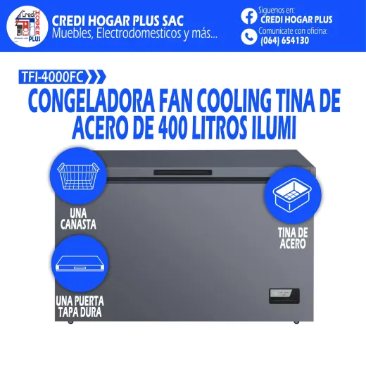 CONGELADORA FAN COOLING 400 LITROS ILUMI