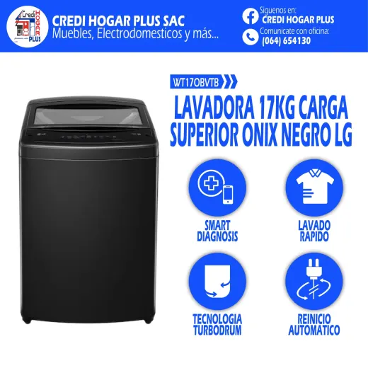 LAVADORA 17K CARGA SUPERIOR ONIX NEGRO LG
