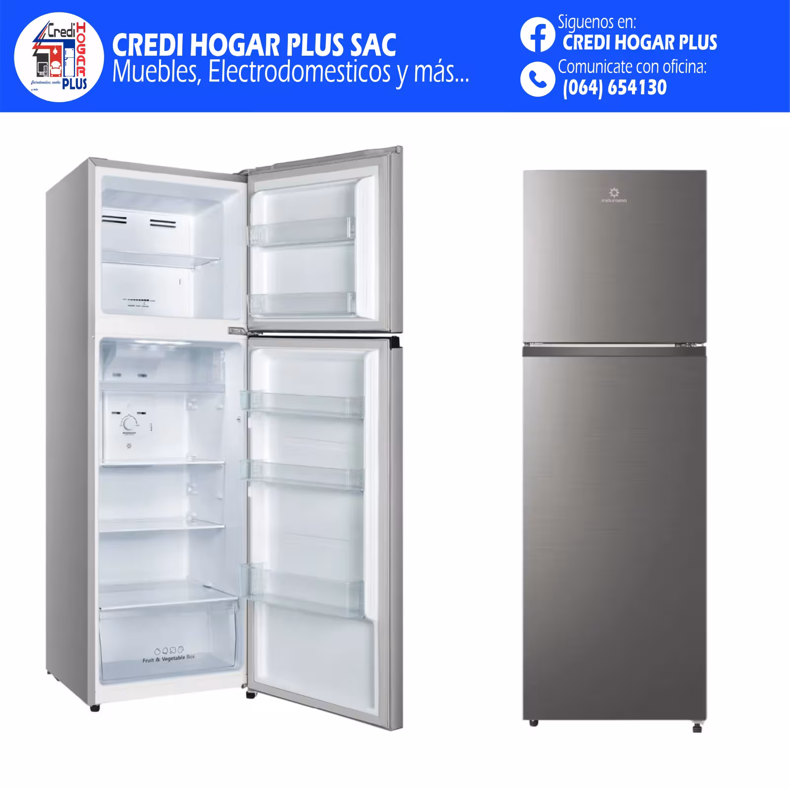 REFRIGERADORA NO FROST 246 LITROS INDURAMA