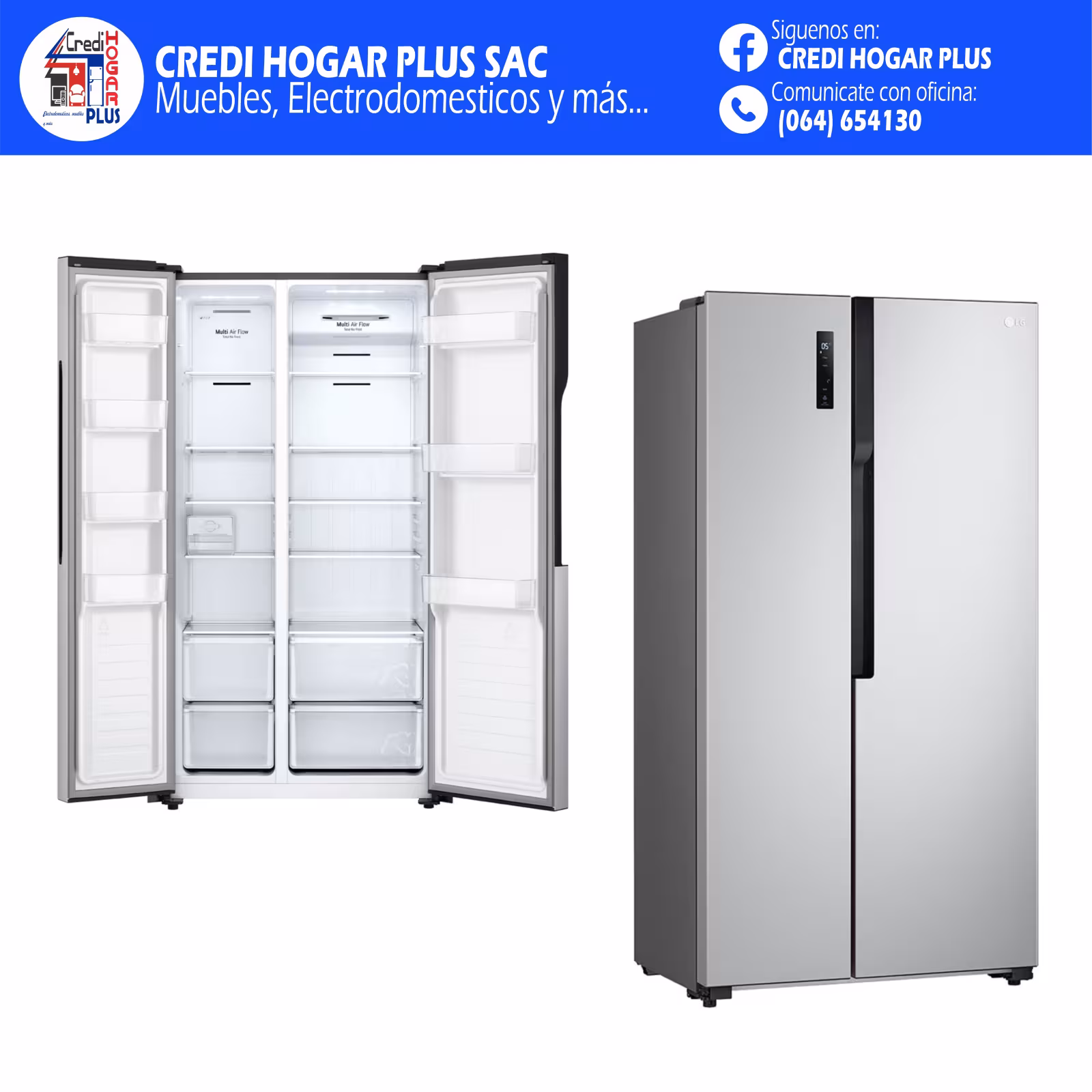 REFRIGERADORA DE 509 LITROS CROMA SIDE BY SIDE LG