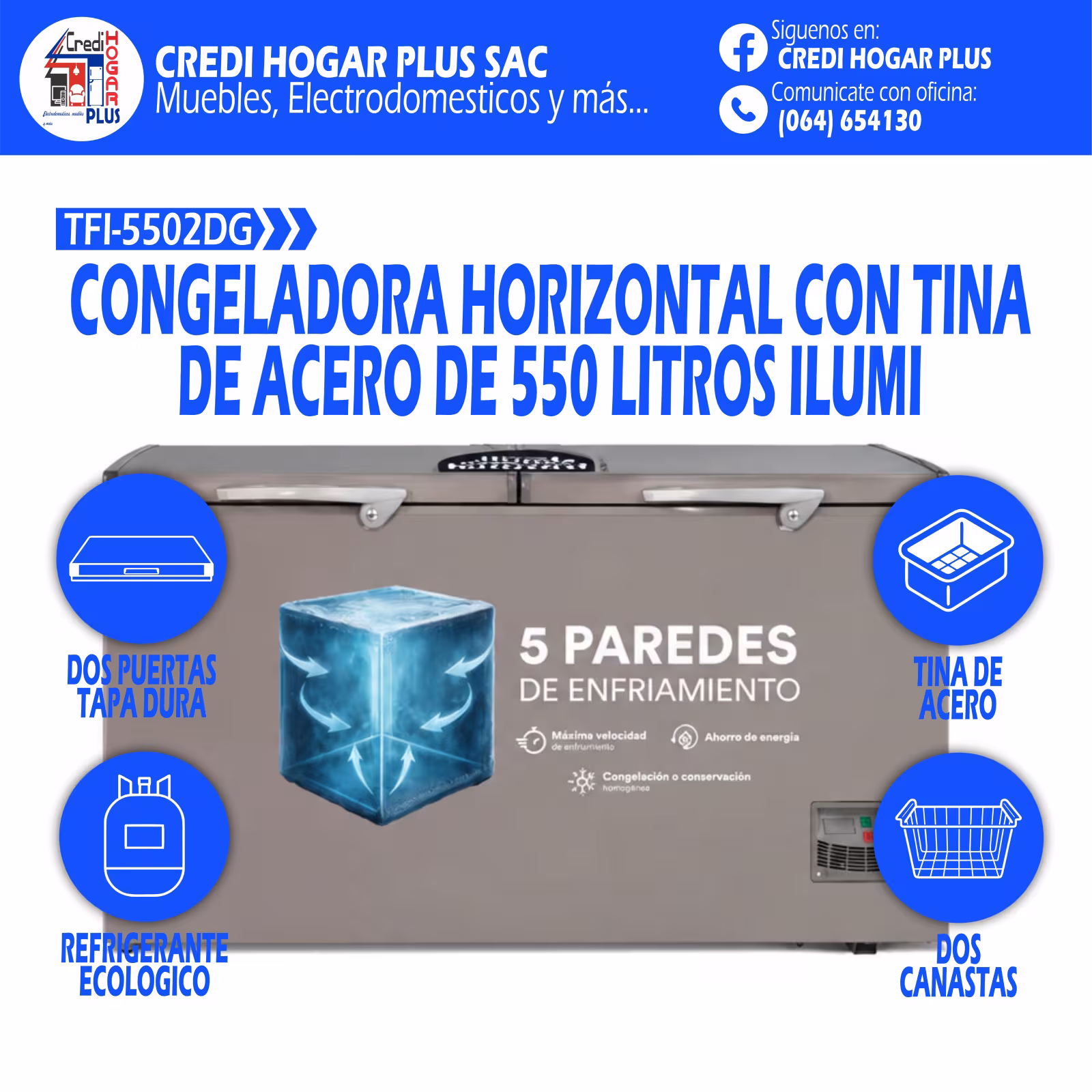 CONGELADORA HORIZONTAL 550 LITROS ILUMI