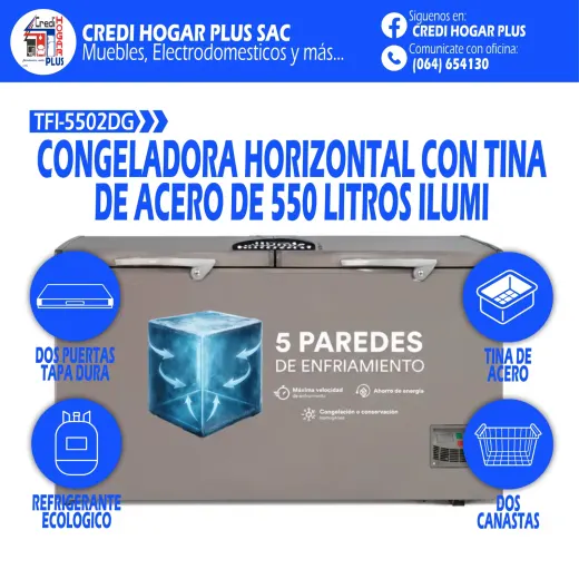 CONGELADORA HORIZONTAL 550 LITROS ILUMI
