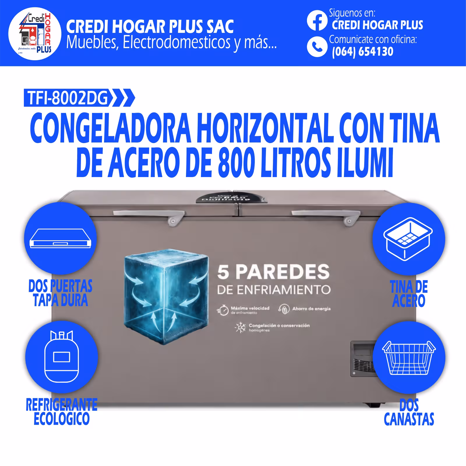 CONGELADORA HORIZONTAL 800 LITROS ILUMI