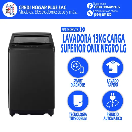 LAVADORA 13K CARGA SUPERIOR ONIX NEGRO LG