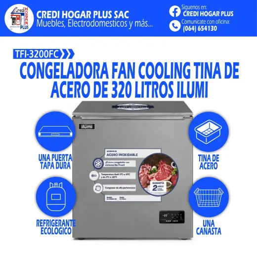 CONGELADORA FAN COOLING 320 LITROS ILUMI