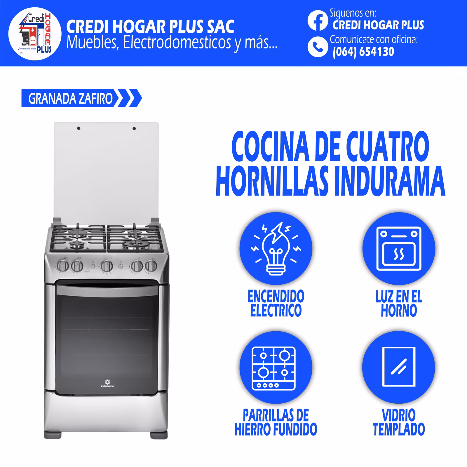 COCINA CUATRO HORNILLAS GRANADA INDURAMA