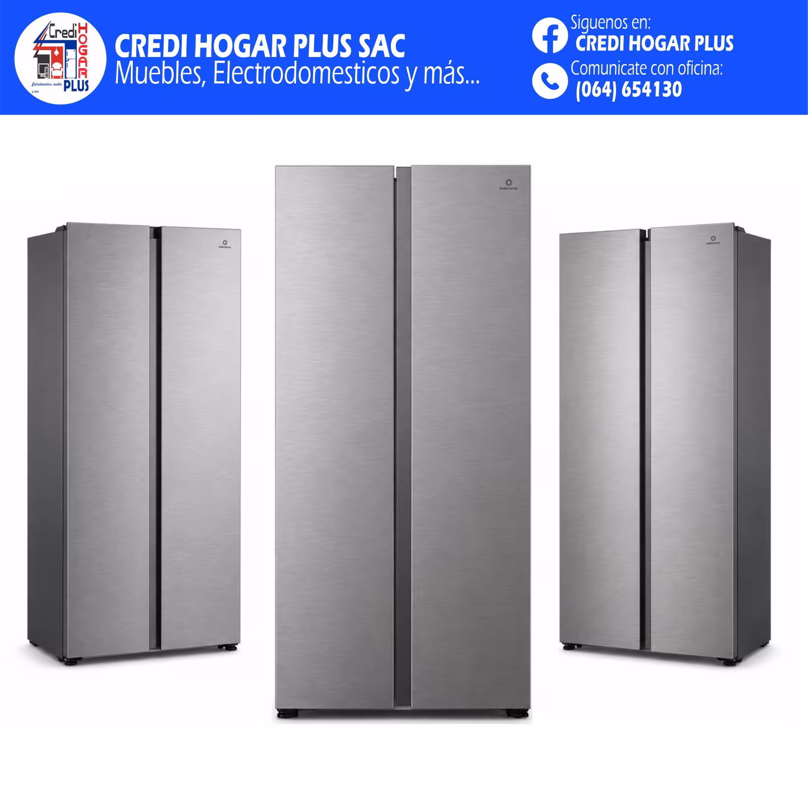 REFRIGERADORA DE 428 LITROS CROMA SIDE BY SIDE INDURAMA