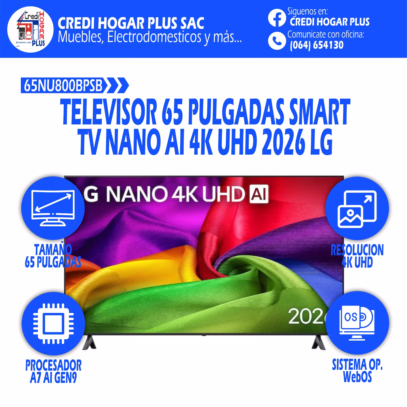 TELEVISOR NANO 4K UHD 65 PULGADAS 2026 LG