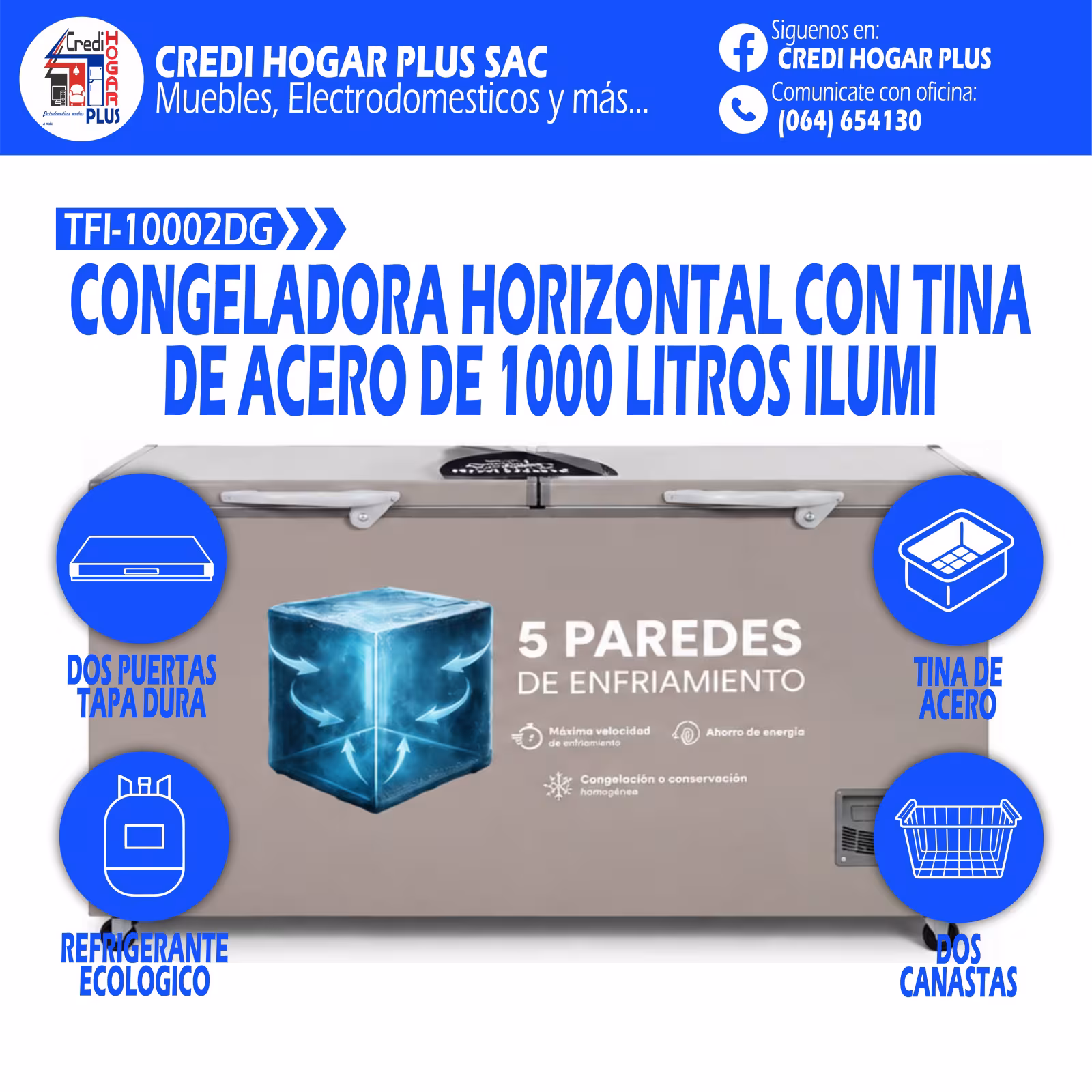 CONGELADORA HORIZONTAL 1000 LITROS ILUMI