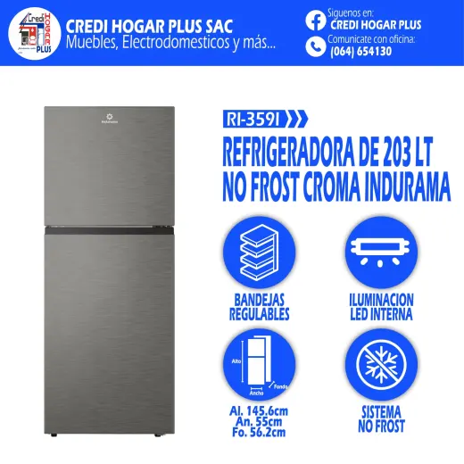 REFRIGERADORA NO FROST 203 LITROS INDURAMA