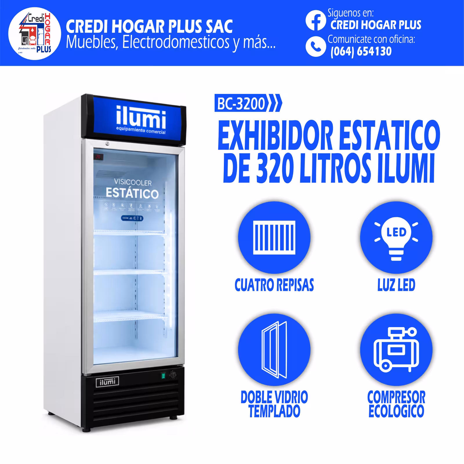 EXHIBIDOR ESTATICO DE 320 LITROS ILUMI