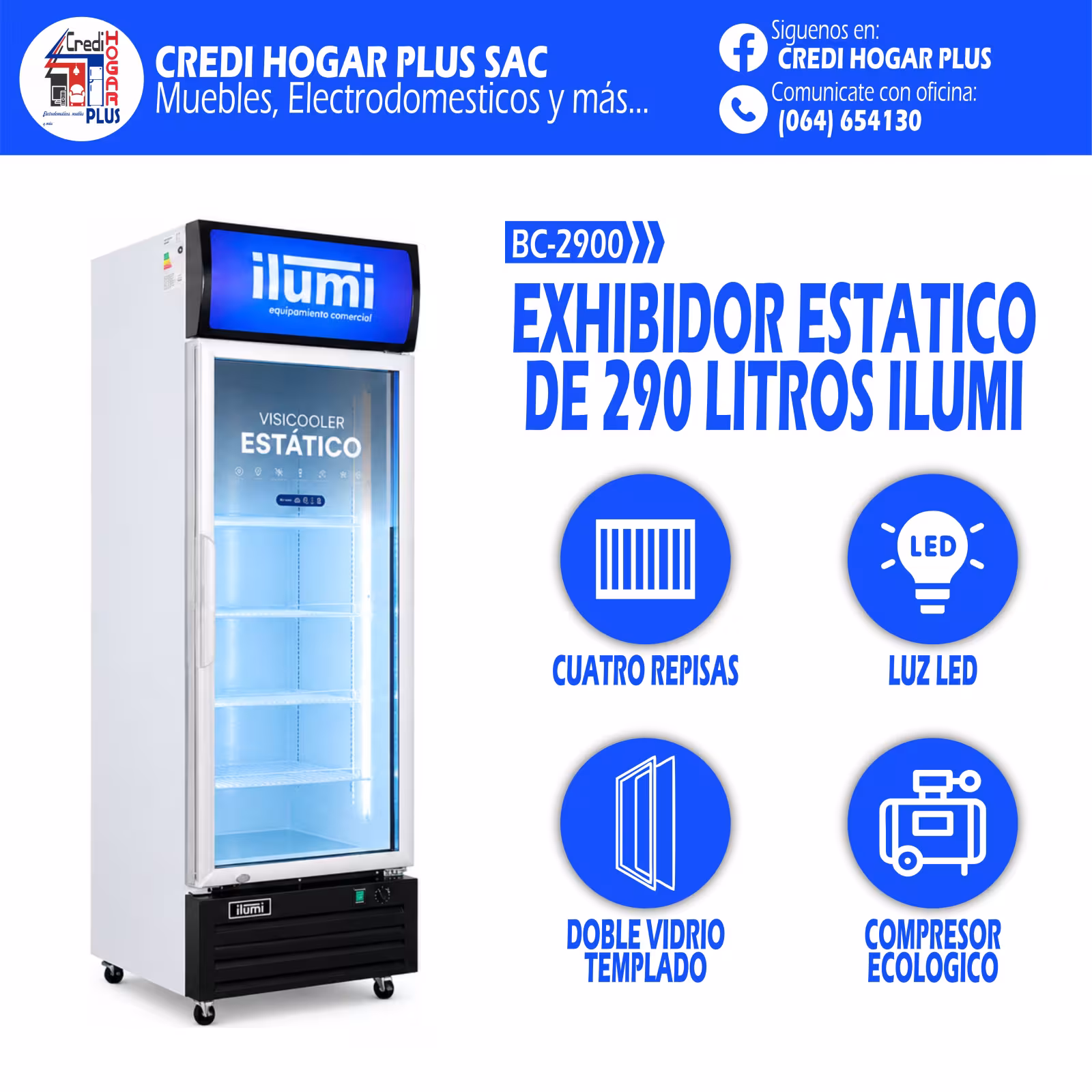 EXHIBIDOR ESTATICO DE 290 LITROS ILUMI