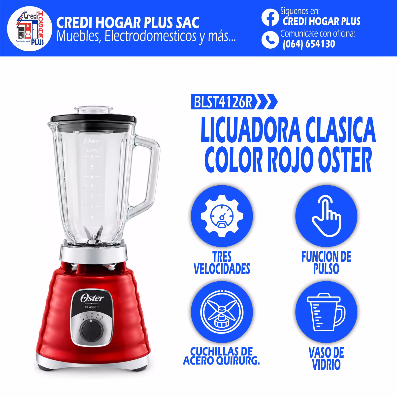 LICUADORA CLASICA ROJO OSTER