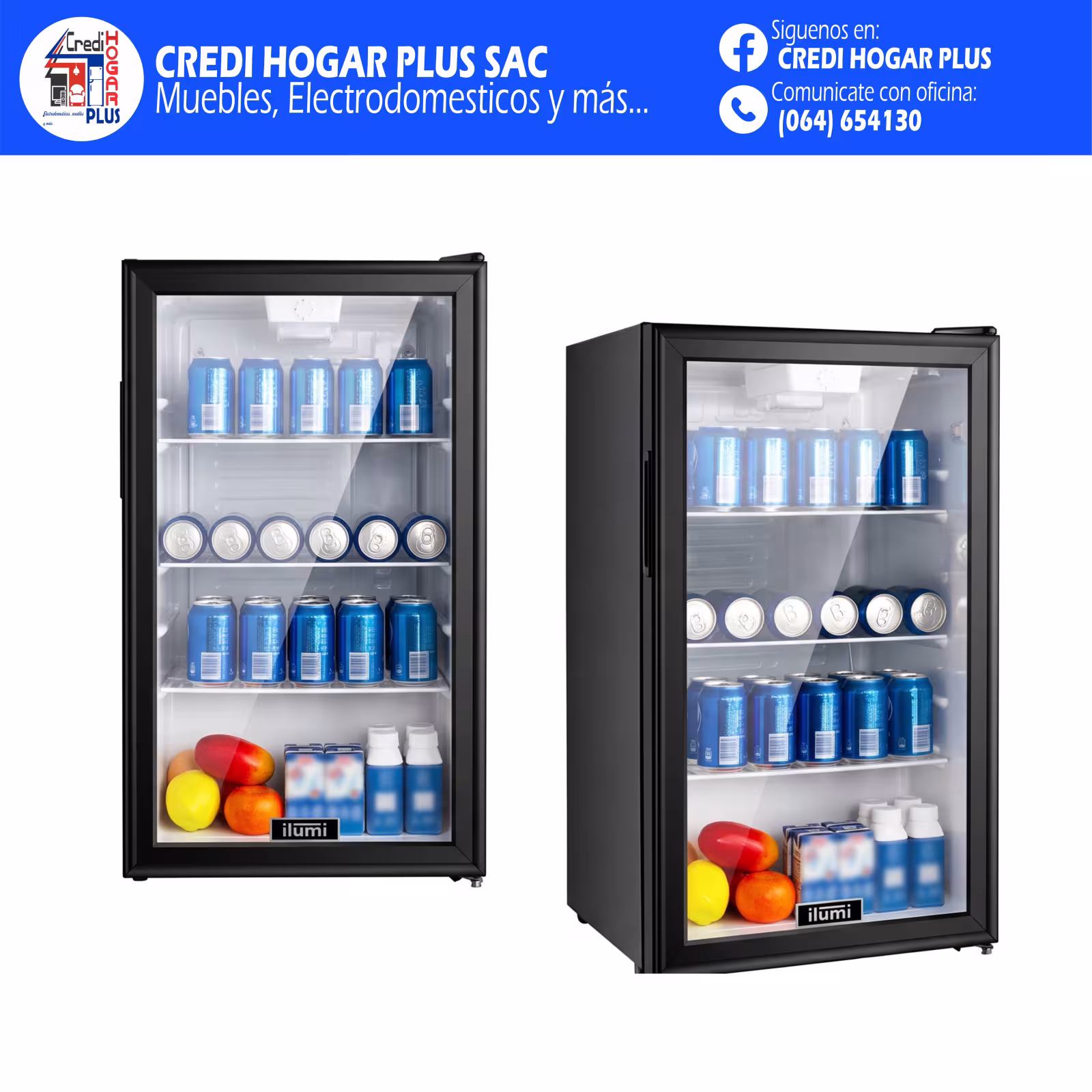 EXHIBIDOR FRIGOBAR ESTATICO DE 100 LITROS ILUMI