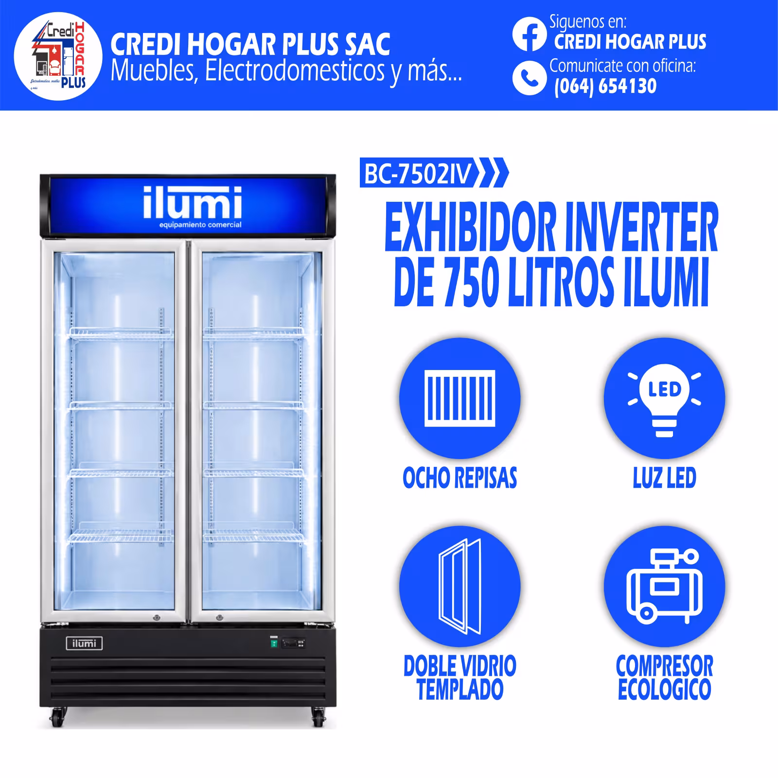 EXHIBIDOR INVERTER DE 750 LITROS ILUMI