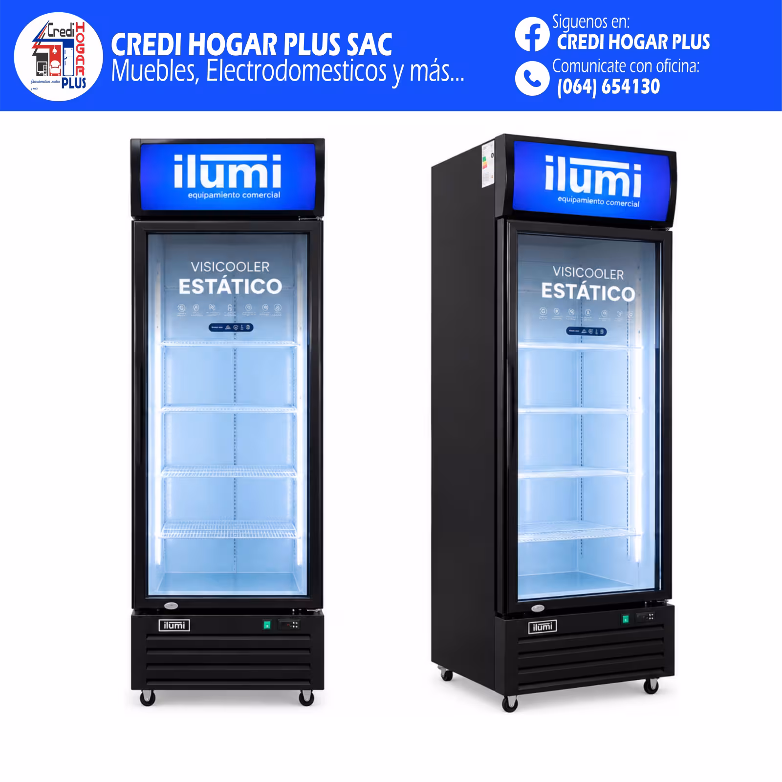 EXHIBIDOR ESTATICO NEGRO DE 350 LITROS ILUMI