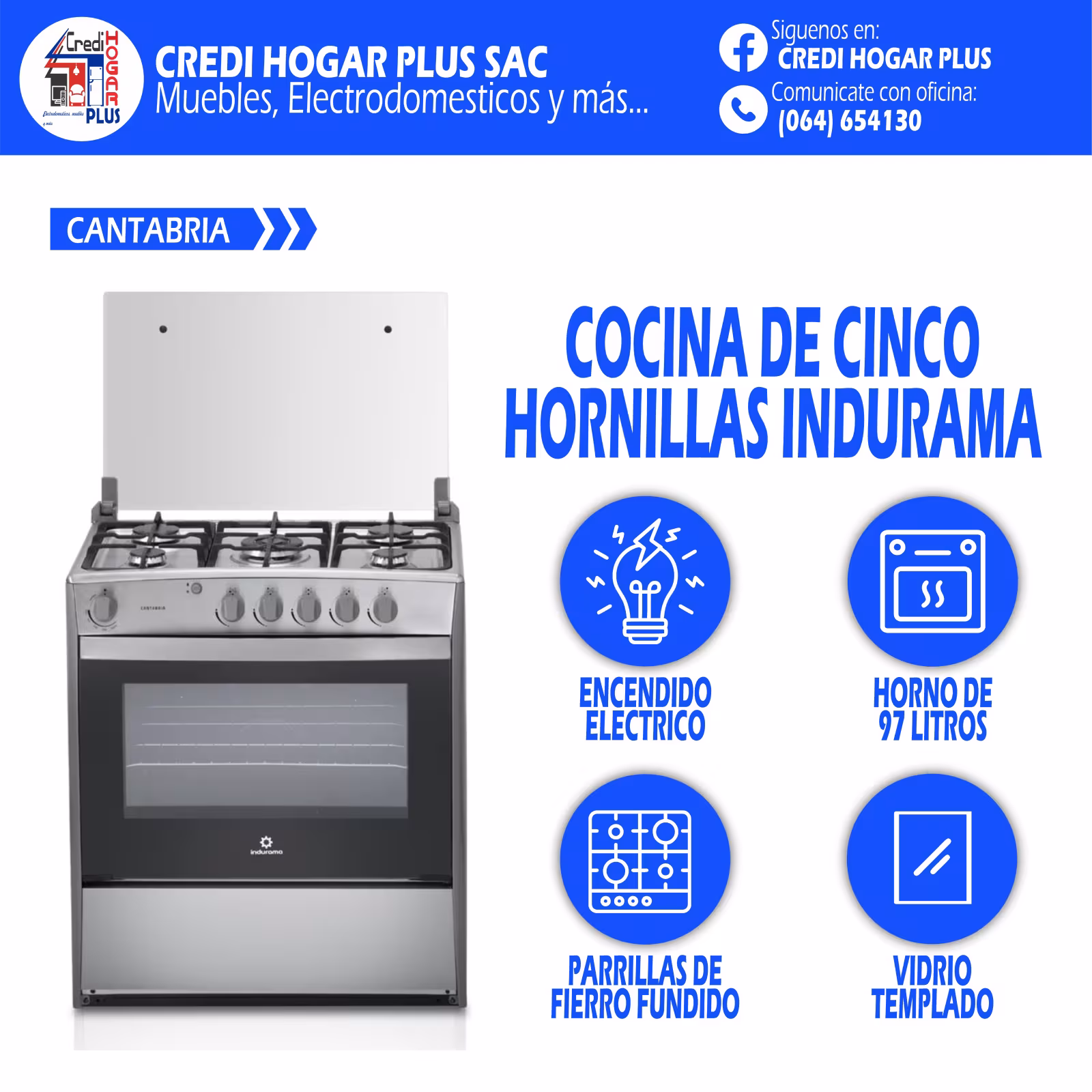 COCINA CINCO HORNILLAS INDURAMA