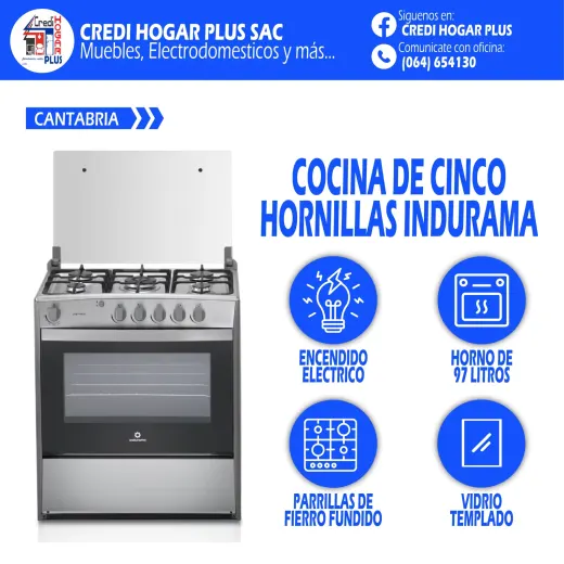 COCINA CINCO HORNILLAS INDURAMA