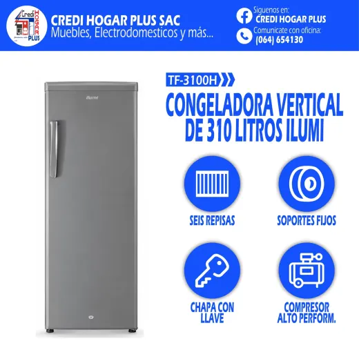 CONGELADORA VERTICAL 310 LITROS ILUMI