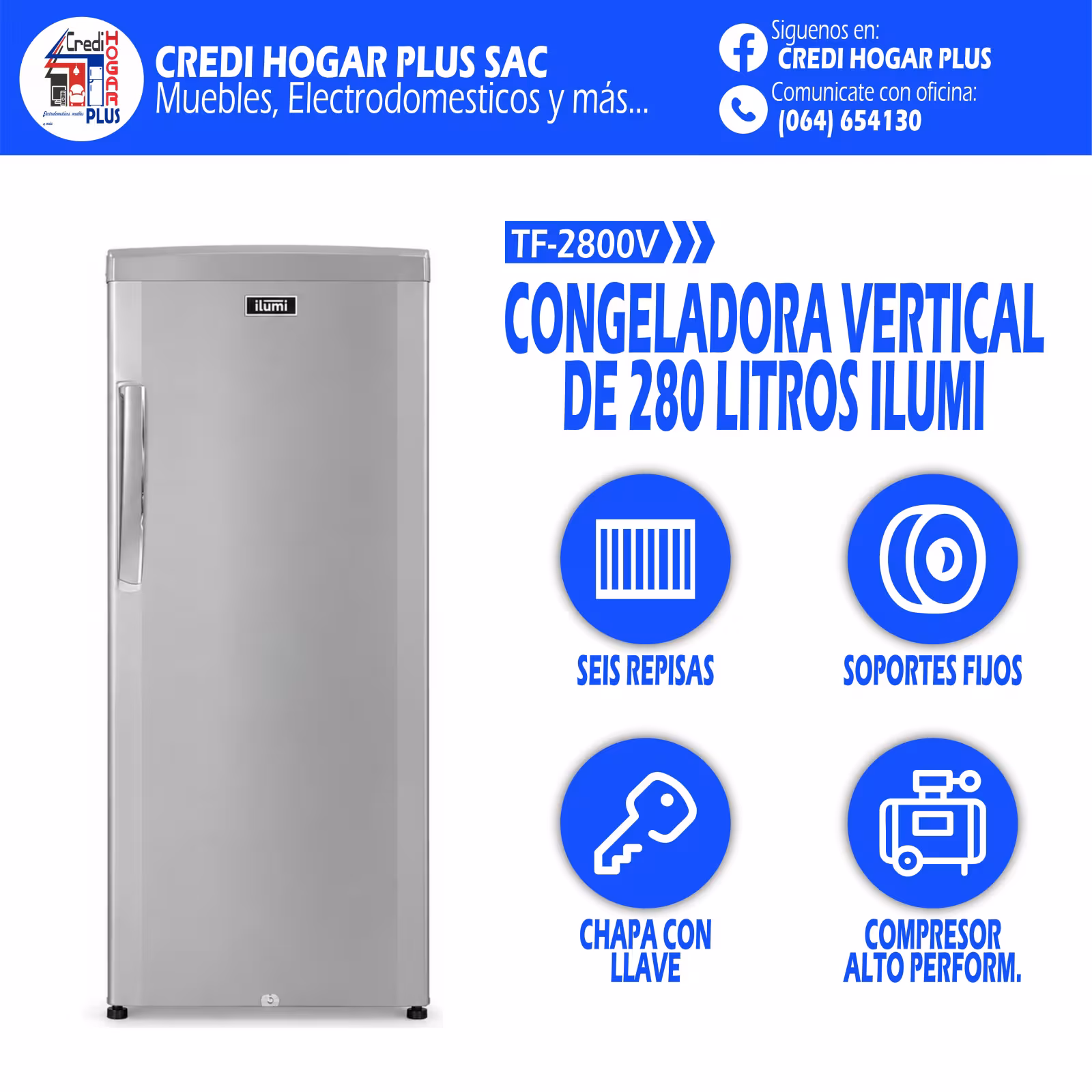 CONGELADORA VERTICAL 280 LITROS ILUMI