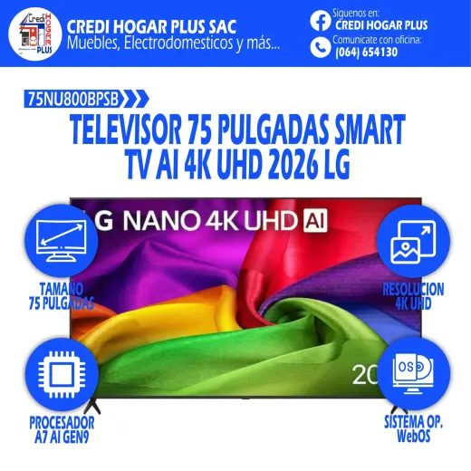 TELEVISOR NANO 4K UHD 75 PULGADAS 2026 LG