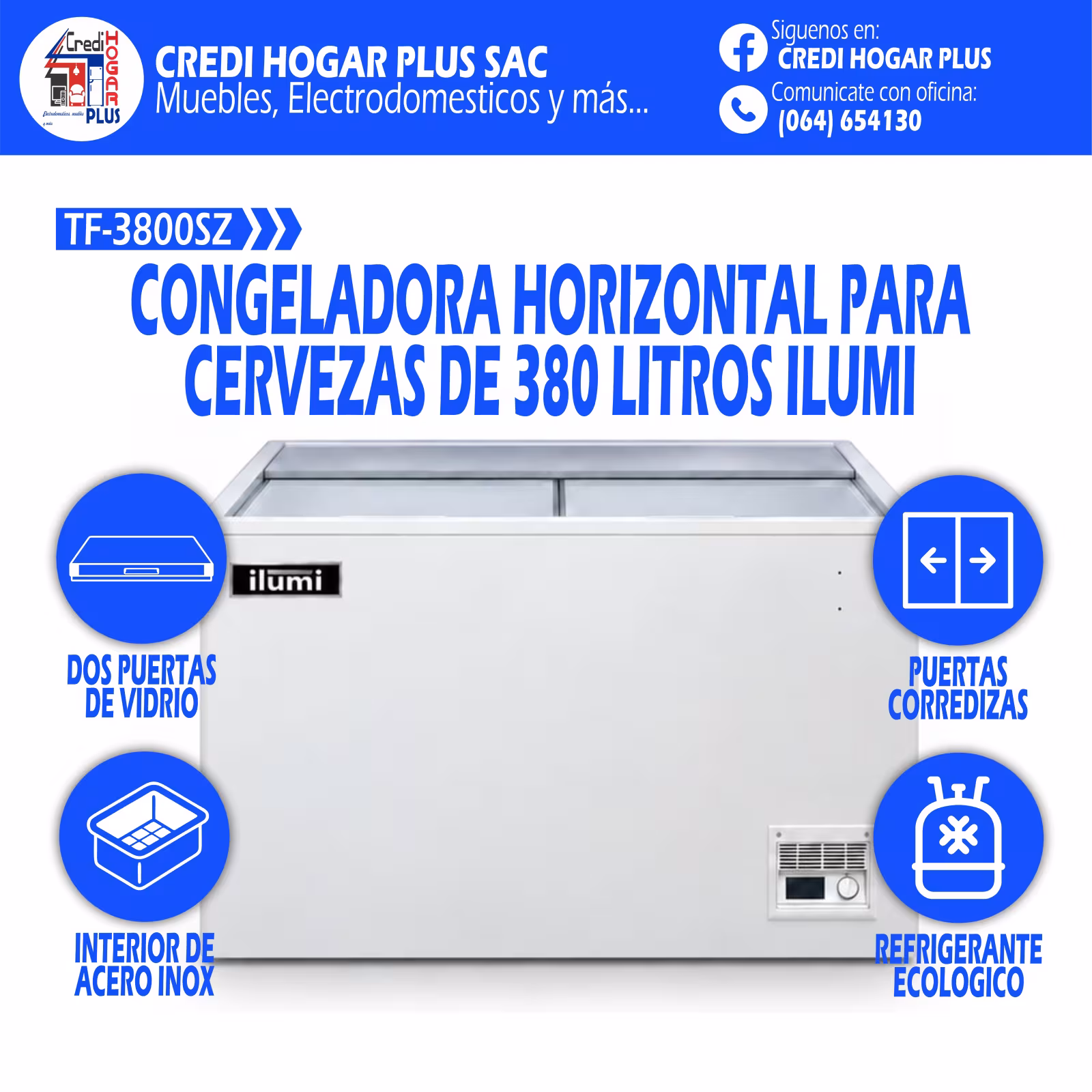 CONGELADORA HORIZONTAL CERVECERO DE 380 LITROS ILUMI