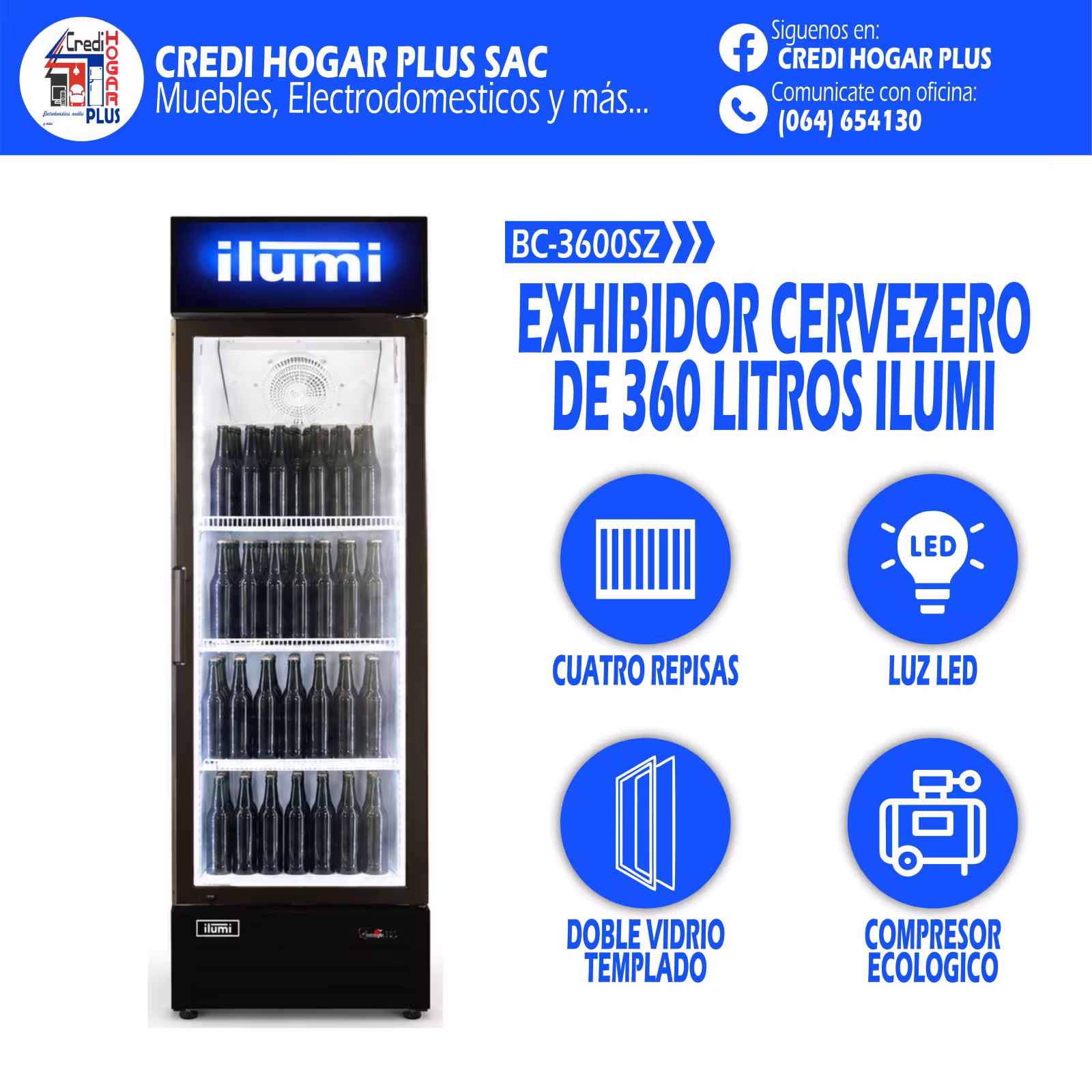 EXHIBIDOR CERVECERO DE 360 LITROS ILUMI